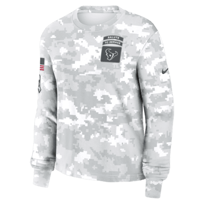 Playera de manga larga Nike Dri-FIT de la NFL para mujer Houston Texans Salute to Service Edge Lockup