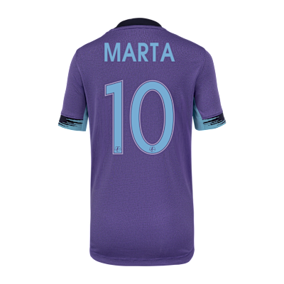 Jersey Nike Dri-FIT de la NWSL tipo réplica para niños talla grande Marta Vieira da Silva Orlando Pride visitante Stadium