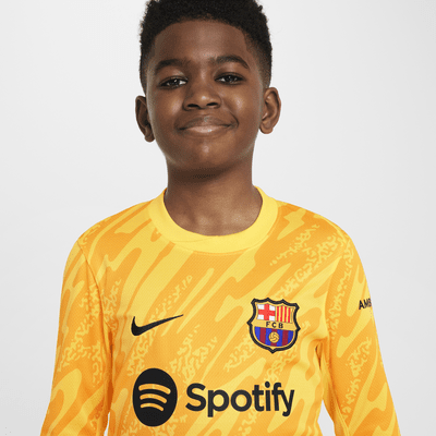 FC Barcelona 2024 Stadium Goalkeeper Big Kids' Nike Dri-FIT Soccer Replica Jersey