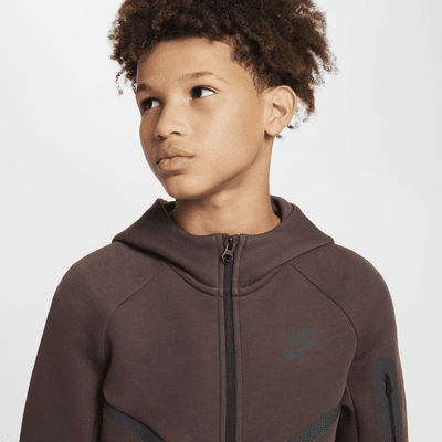 Sudadera con gorro con cierre completo para niños grandes Nike Sportswear Tech Fleece