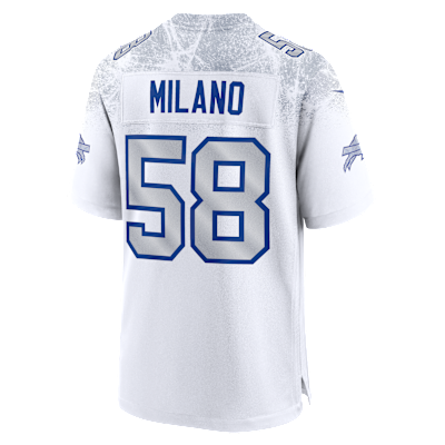 Jersey Nike de la NFL Game para hombre Matt Milano Buffalo Bills Rivalries Collection