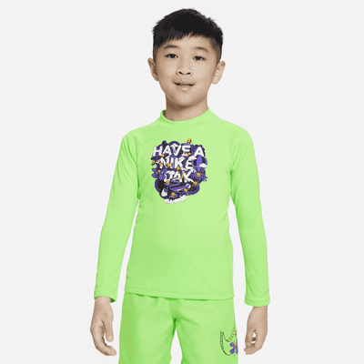 Playera de manga larga de natación Hydroguard para niño talla pequeña Nike Dri-FIT