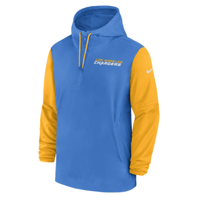 Los Angeles Chargers Sideline Pre-Game Player Men's Nike NFL 1/2-Zip Hooded Jacket