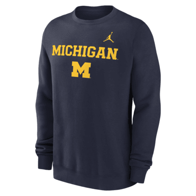 Michigan Wolverines Primetime Primary Stack Men's Nike College Pullover Crew