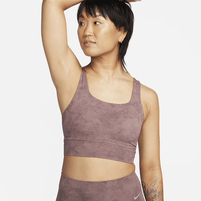 Bra deportivo de media sujeción de talle largo con almohadilla para mujer Nike Zenvy Tie-Dye