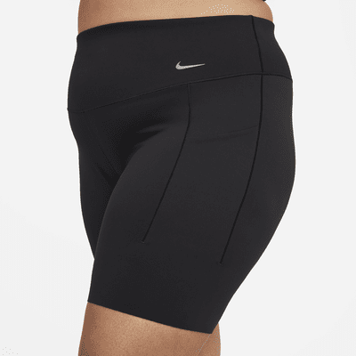 Shorts da ciclista 20 cm a vita alta con tasche e sostegno medio (Plus size) Nike Universa – Donna