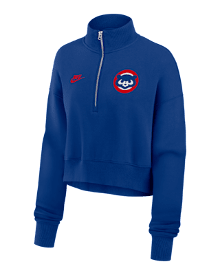 Женские  Chicago Cubs Cooperstown Phoenix Nike MLB Cropped 1/2-Zip Crew