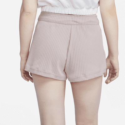 Shorts de tejido de canalé de tiro alto para mujer Nike Sportswear