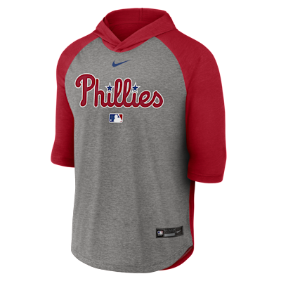 Philadelphia Phillies Authentic Collection Flux Men's Nike Dri-FIT MLB 3/4-Sleeve Hooded T-Shirt