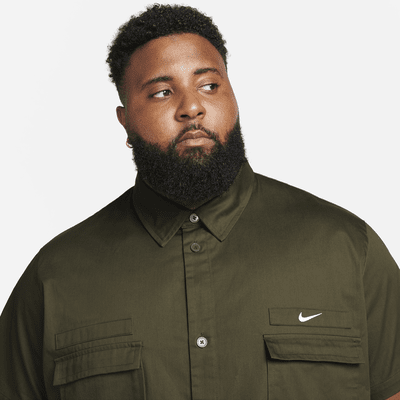 Nike Life Men's Woven Military Short-Sleeve Button-Down Shirt