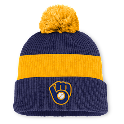 Milwaukee Brewers Cooperstown Peak Men's Nike MLB Cuffed Pom Beanie