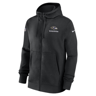 Nike Men's Baltimore Ravens Sideline Therma-FIT Full-Zip Black Hoodie