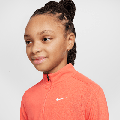 Haut à manches longues et 1/4 de zip Dri-FIT Nike pour fille