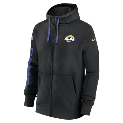 Los Angeles Rams Sideline Team Issue Club Men's Nike Full Zip Hoodie