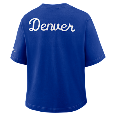 Playera Nike de la NFL para mujer Denver Broncos Rewind Pocket Boxy