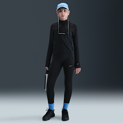 Nike Pro Therma-FIT langermet trøye med glidelås i halv lengde til store barn (jente)
