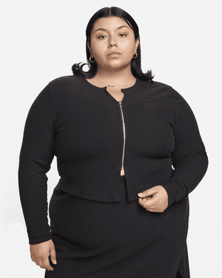 Женские  Nike Sportswear Chill Rib Slim Full-Zip Cardigan (Plus Size)