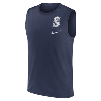 Camiseta sin mangas Nike Dri-FIT de la MLB para hombre Seattle Mariners Large Logo