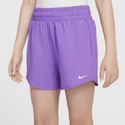 Shorts de entrenamiento de tejido Woven Dri-FIT de tiro alto para niña talla grande Nike One