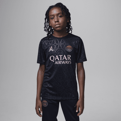 Playera de fútbol Jordan Dri-FIT para antes del partido para niños talla grande Paris Saint-Germain Academy Pro Third