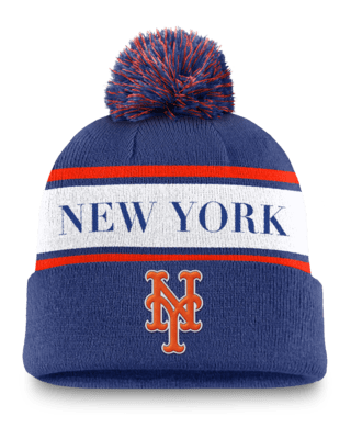 Мужские  New York Mets Team Stripe Peak Nike MLB Cuffed Pom Beanie