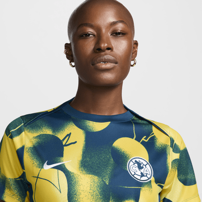 Playera de fútbol de manga corta Nike Dri-FIT para antes del partido para mujer Club América Academy Pro