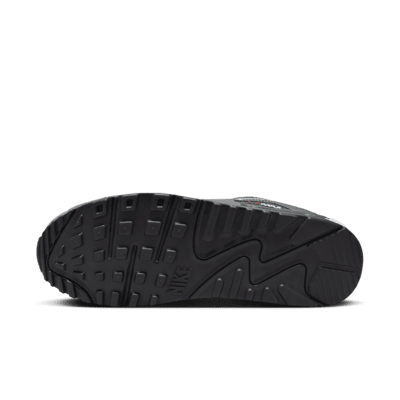 Nike Air Max 90 Premium Leather Mens Sz 9 Black/Black/White 700155-015