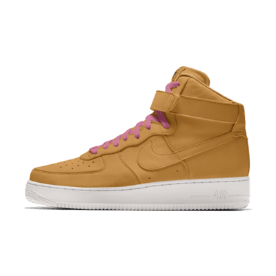 фото Женские кроссовки с индивидуальным дизайном nike air force 1 high by you - желтый