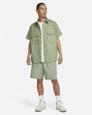 Nike Life Men's Woven Military Short-Sleeve Button-Down Shirt.