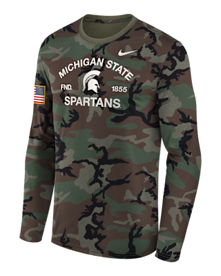 Мужская футболка Michigan State 2025 Military Appreciation Legend Nike Dri-FIT College Long-Sleeve