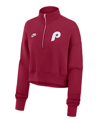 Женские  Philadelphia Phillies Cooperstown Phoenix Nike MLB Cropped 1/2-Zip Crew