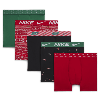 Nike Dri-FIT Big Kids' Holiday Poly Boxer Briefs (5-Pack)