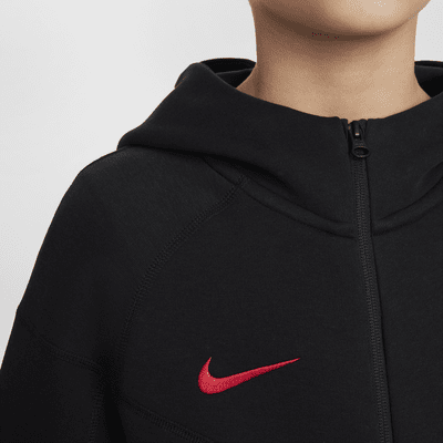 Sudadera con gorro de fútbol Nike de cierre completo para niños talla grande Liverpool FC Tech Fleece