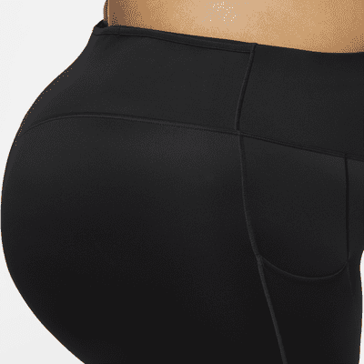 Nike Go leggings i full lengde med fast støtte, høyt liv og lommer til dame (Plus Size)