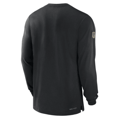 Playera de manga larga Nike Dri-FIT para hombre New Orleans Saints Sideline Player Team Issue