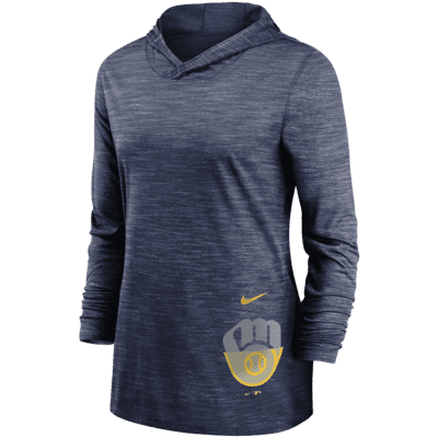 Nike Dri-FIT Split Legend (MLB Milwaukee Brewers) Women's Long-Sleeve Hooded Training Top