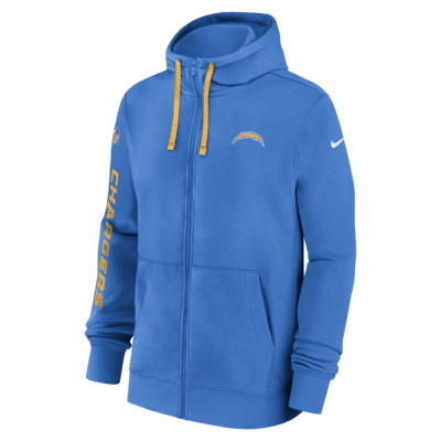 Los Angeles Chargers Sideline Team Issue Club Men's Nike Full Zip Hoodie