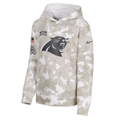 Sudadera con gorro sin cierre Nike de la NFL para niños talla grande Carolina Panthers Salute to Service Primary Edge Club