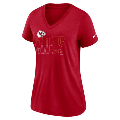 Playera con cuello en V medio para mujer Nike Lockup Split (NFL Kansas City Chiefs)