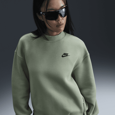 เสื้อวอร์มคอกลมขนาดโอเวอร์ไซส์ผู้หญิง Nike Sportswear Tech Fleece