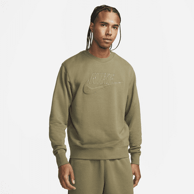 nike club fleece crew neck sweatshirt in sage green