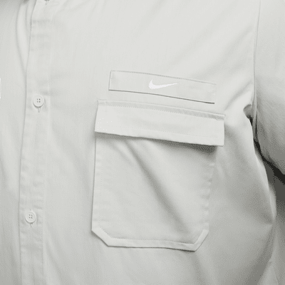 Nike Life Men's Woven Military Short-Sleeve Button-Down Shirt. Nike ID