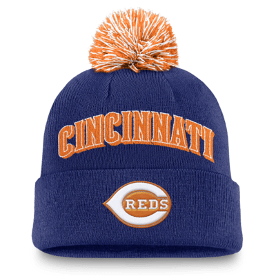 Gorro con dobladillo y pompón Nike de la MLB para hombre Cincinnati Reds Peak