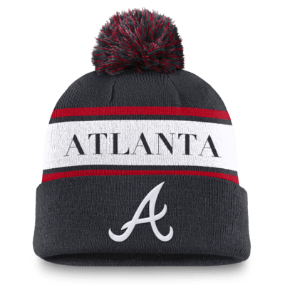 Atlanta Braves Team Stripe Peak Men's Nike MLB Cuffed Pom Beanie