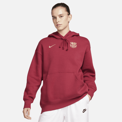 Sudadera con gorro con cierre para fútbol oversized Nike para mujer FC Barcelona Phoenix Fleece