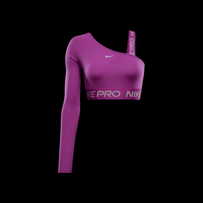 Asymmetrisk Nike Pro Shine Dri-FIT-croptop til kvinder