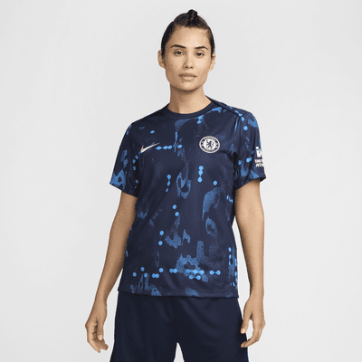 Haut de foot d'avant-match à manches courtes Nike Dri-FIT Chelsea FC Academy Pro pour femme