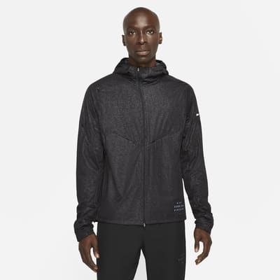 nike running jacket with printed panels in black