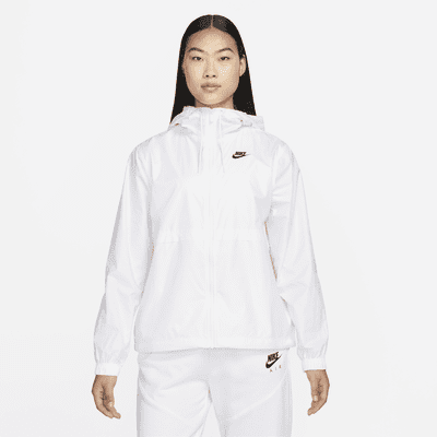 Nike Sportswear Jacket Women's Small White 100% Polyester Logo Full Zip  Front