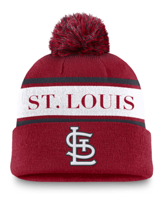 Мужские  St. Louis Cardinals Team Stripe Peak Nike MLB Cuffed Pom Beanie